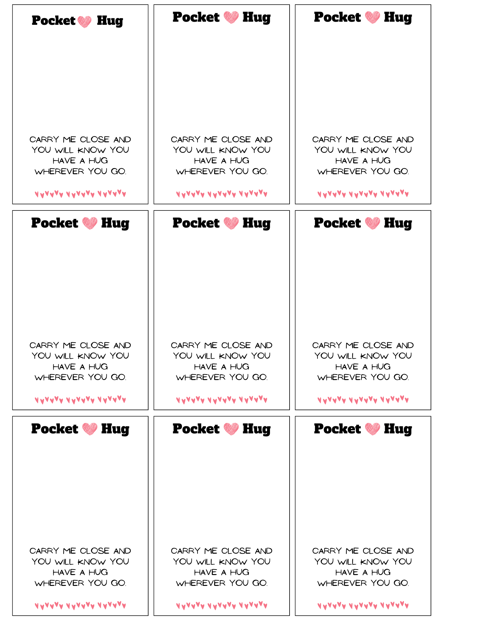 3 pocket hug poems printable pdf file instant download
